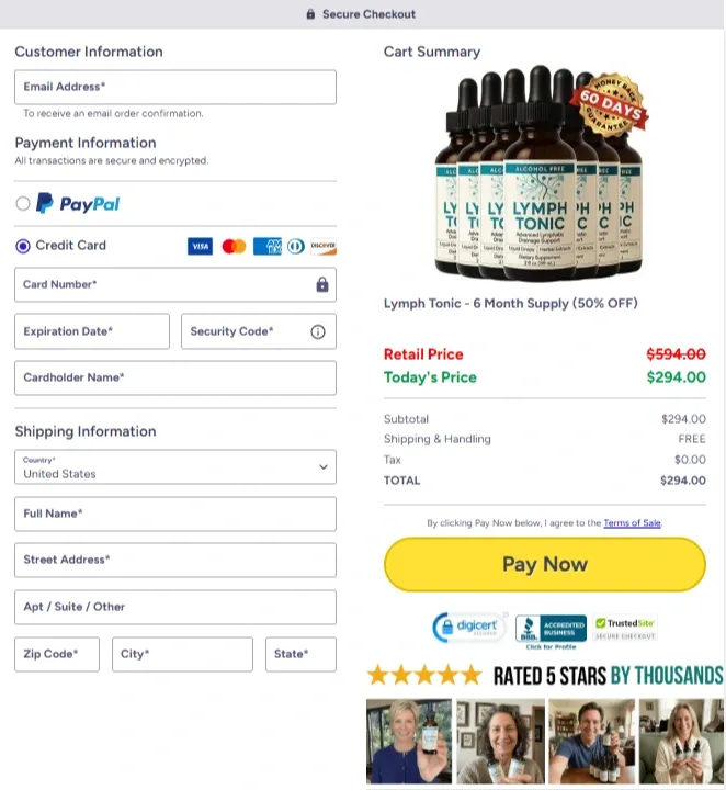 Lymph Tonic Order Page